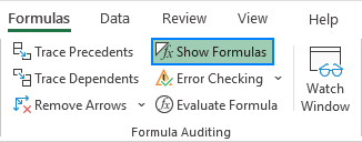 Print formulas in Excel.