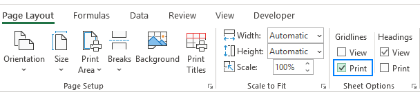 Print gridlines in Excel.