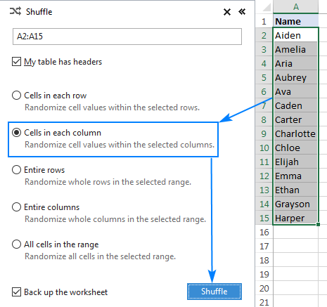 How to randomize a list in Excel sort randomly cells rows and