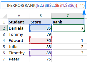 Ranking numbers in non-adjacent cells