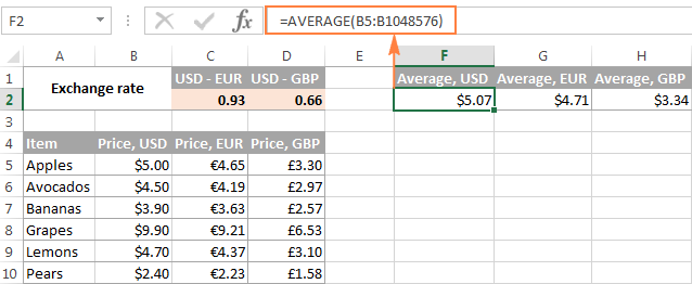 Making a reference to the entire column excluding the first few rows