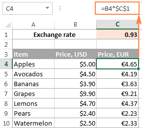 relative cell reference excel 2010 definition