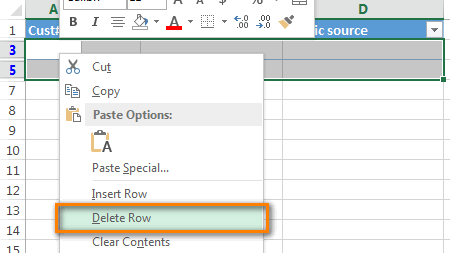 i want to delete certain rows in excel