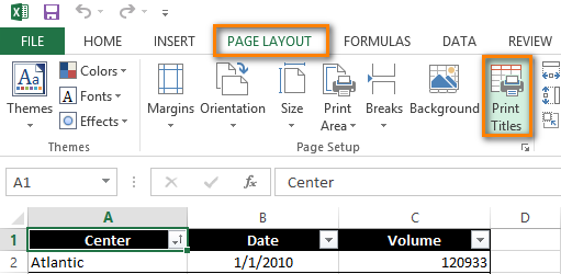 how to show header in excel on all pages