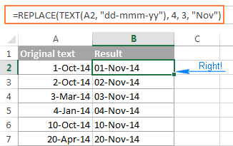 The right way to use the REPLACE function on dates