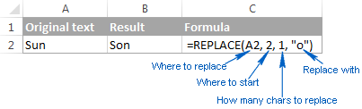 Excel REPLACE function