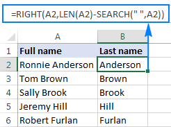 Right formula to extract a substring after a space