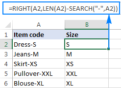 Right formula to extract a substring after a hyphen