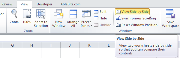 view two worksheets side by side in the same workbook for mac 2011