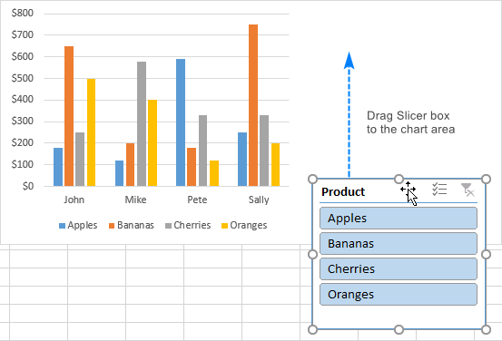 Excel slicer: visual filter for pivot tables and charts