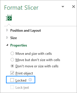 Unlocking a slicer in Excel