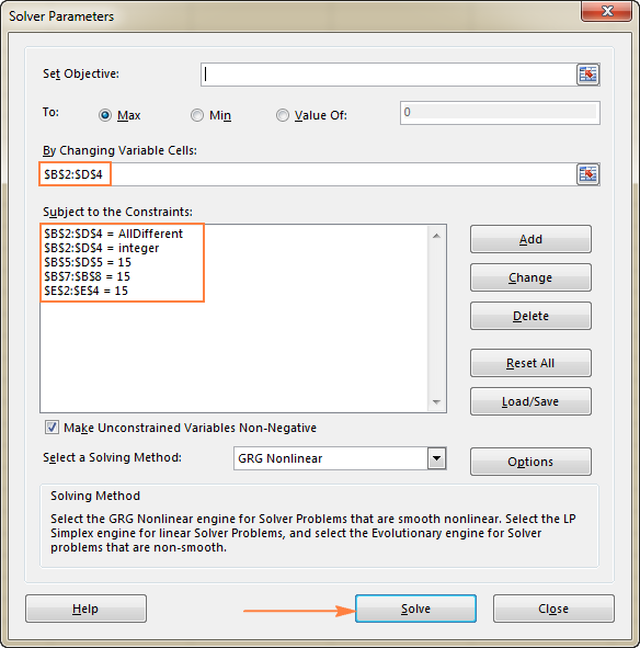 excel solver function 2013