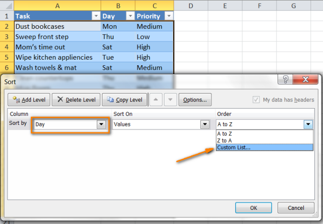 Excel Sort By Row By Column Names And In Custom Order Ablebits Com