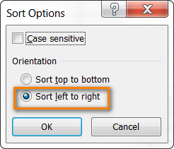 Choose Sort left to right, and click OK