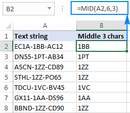 extract text excel cell