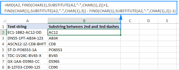 Excel Get Substring Between 2 Characters