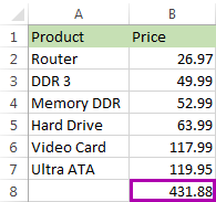 See the sum appear in your table