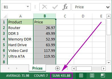 make a sum excel for mac