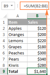 how to sum a column in excel 2016