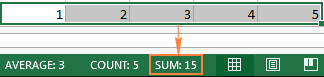 A quick sum of selected cells in Excel