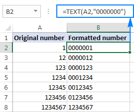 The Text formula to add leading zeros to numbers