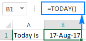 Excel TODAY function