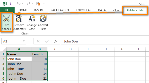 delete trailing spaces in excel for mac