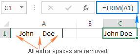 Excel TRIM function