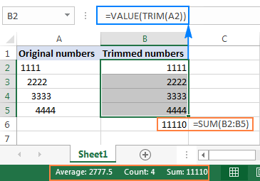 Excel TRIM function - quick way to remove extra spaces