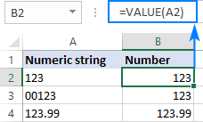 Excel VALUE function