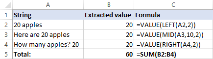 Extracting a number from a text string