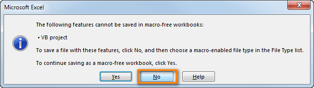 The following features cannot be saved in macro-free workbook
