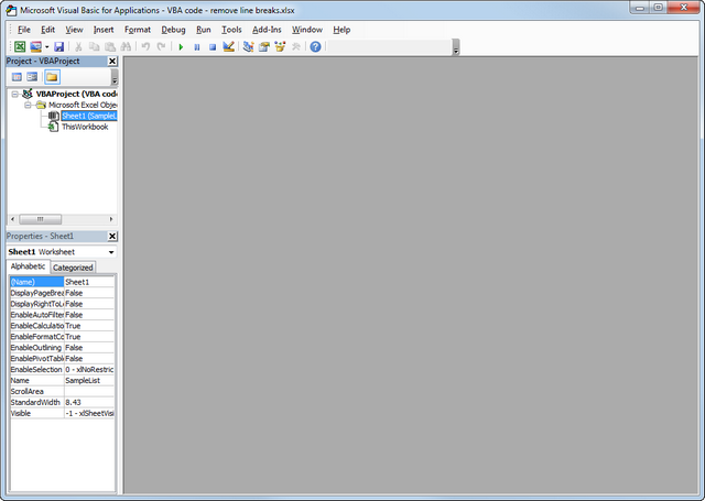 Excel Visual Basic Editor window