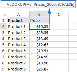 Vlookup from a named range in another sheet.