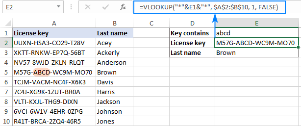 VLOOKUP wildcard based on cell value