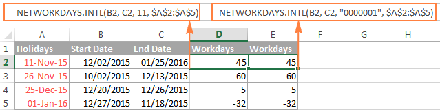 Using the NETWORKDAYS.INTL function is Excel