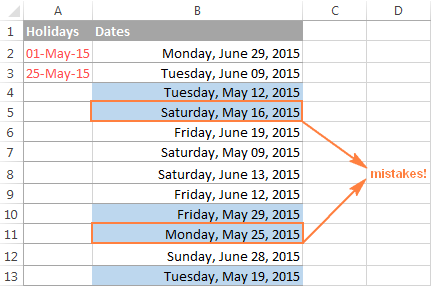 Using the WORKDAY function in Excel conditional formatting
