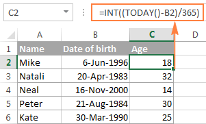 Excel Year Function Convert Date To Year Calculate Age From Date Of Birth