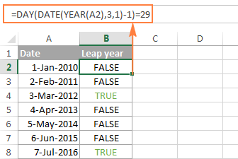 Calculating leap years in Excel