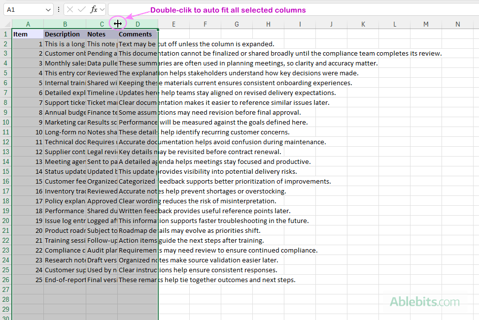 Expand multiple columns at once.