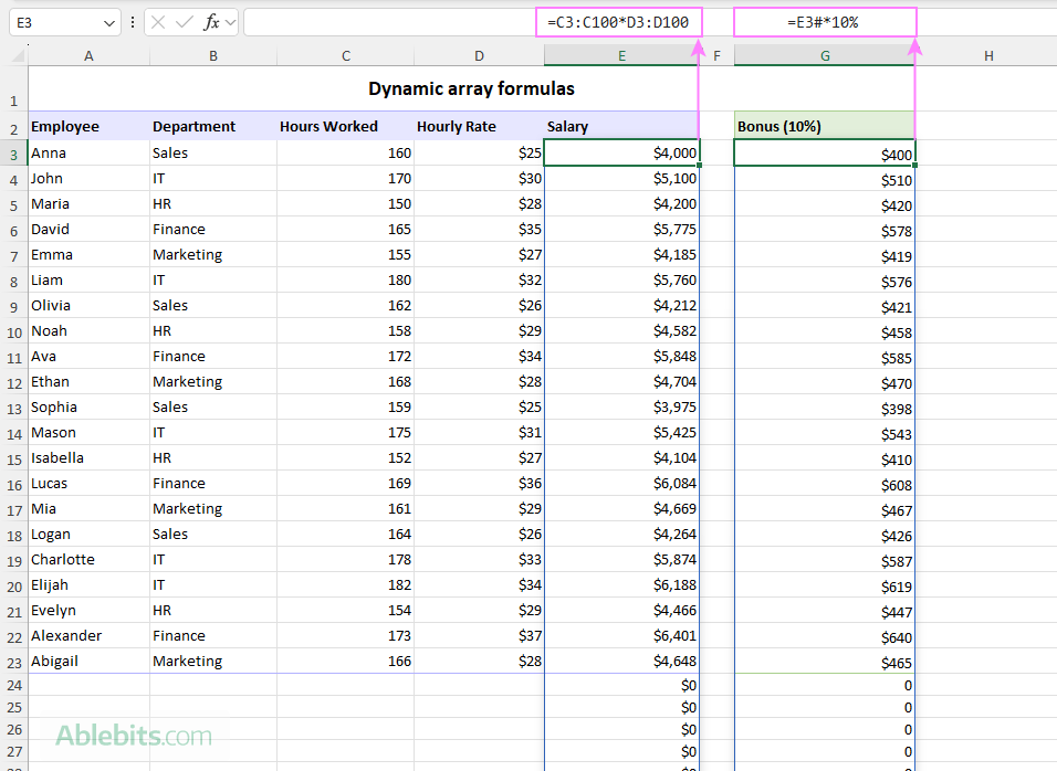 Referencing a bigger range produces extra zeros.