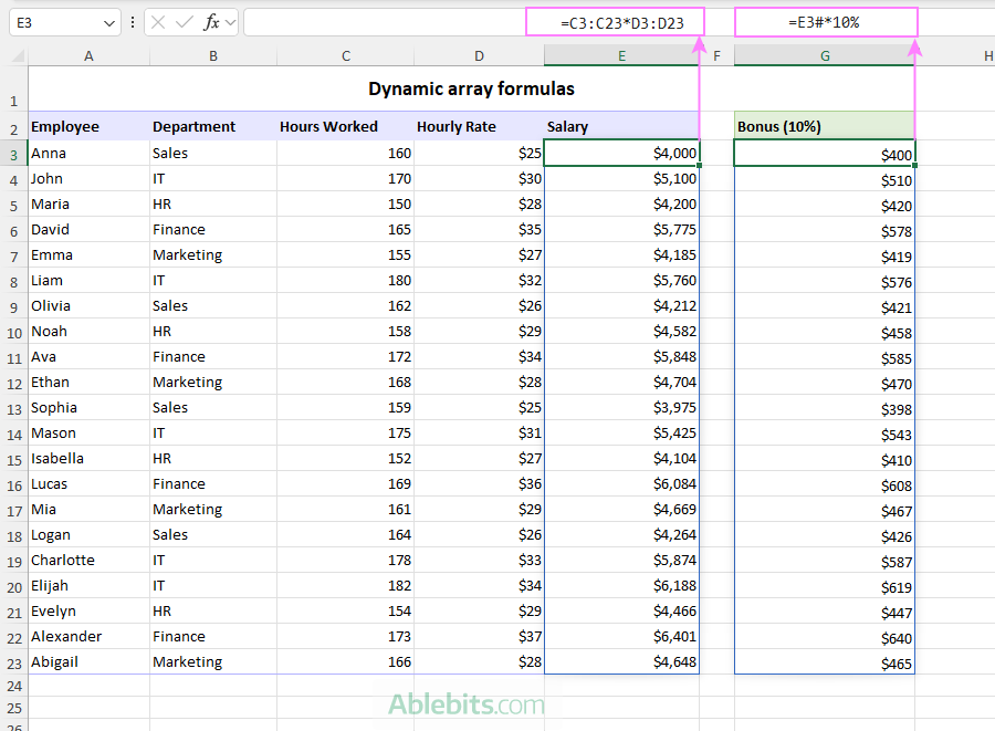 Use dynamic array formulas in Excel.