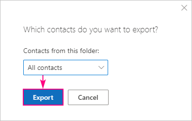 Choose to export all contacts or only a specific folder.