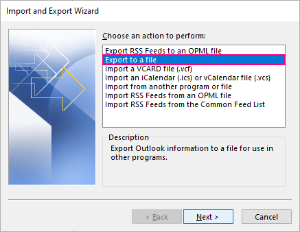 Exporting Outlook contacts to a file