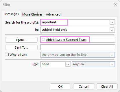 Export emails with specific words or from a certain sender.