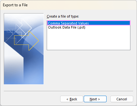 Export Outlook emails to Excel (.csv file).