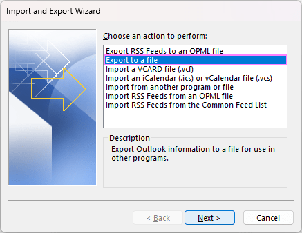 Export to a file.