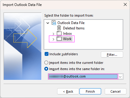 Import the .pst file into Outlook.