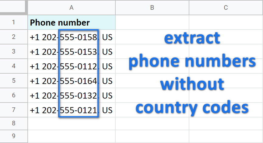 Phone numbers of interest (without country codes).
