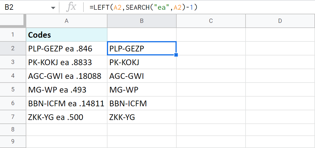 Extract all data before a certain text in Google Sheets.